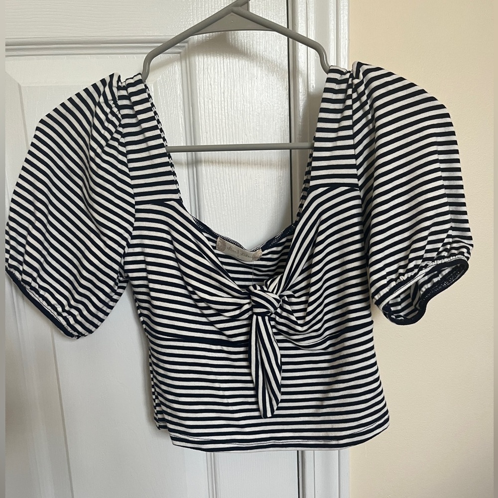 Blue and White striped altard state top